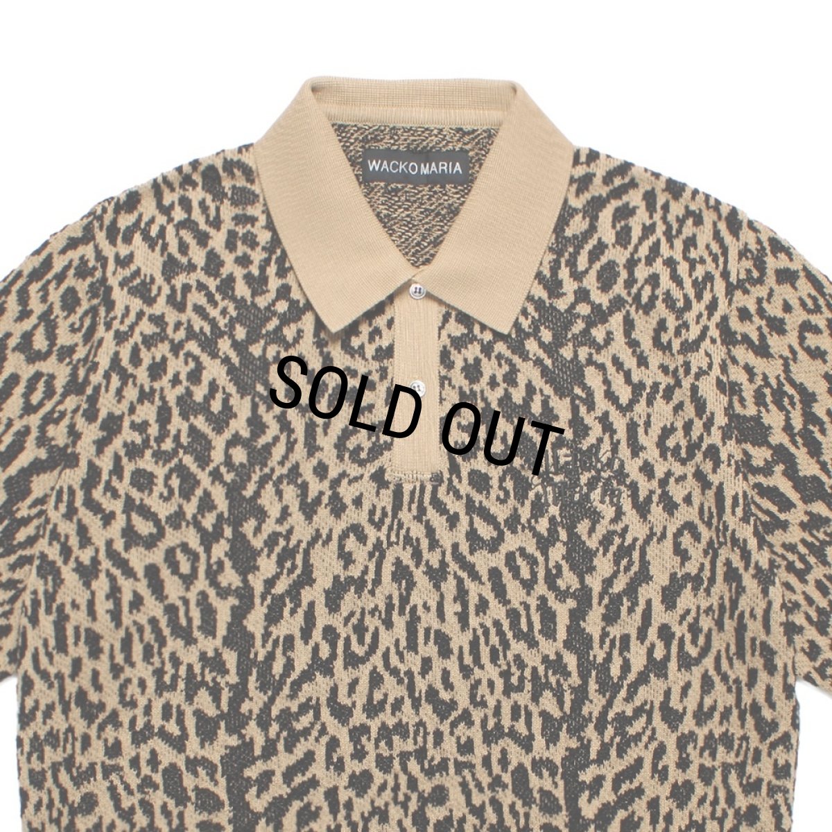 画像2: WACKO MARIA/LEOPARD JACQUARD KNIT POLO SHIRT（LIGHT BROWN）［レオパードジャガードニットポロシャツ-26春夏］ (2)