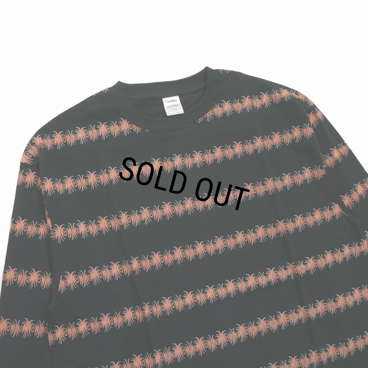 画像2: exodus brand/GLASS STRIPE L/S T SHIRT（BLACK）［ガラスストライプ長袖T-26春夏］ (2)