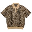 WACKO MARIA/LEOPARD JACQUARD KNIT POLO SHIRT（LIGHT BROWN