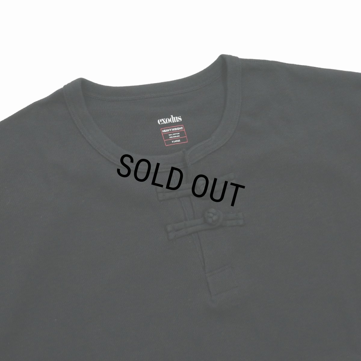 画像2: exodus brand/HONEYCOMB ORIENTAL S/S HENRY NECK（BLACK）［ハニカムオリエンタルヘンリーネック-26春夏］ (2)