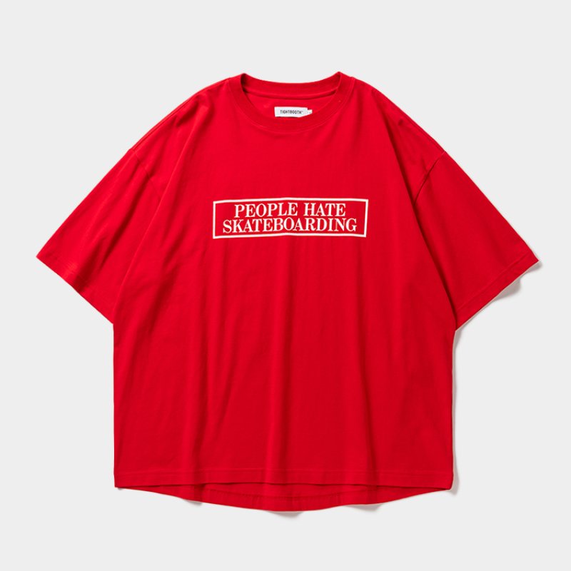 画像1: TIGHTBOOTH/PEOPLE HATE SKATE S/S T-SHIRT（Red）［ピープルヘイトスケートT-26春夏］