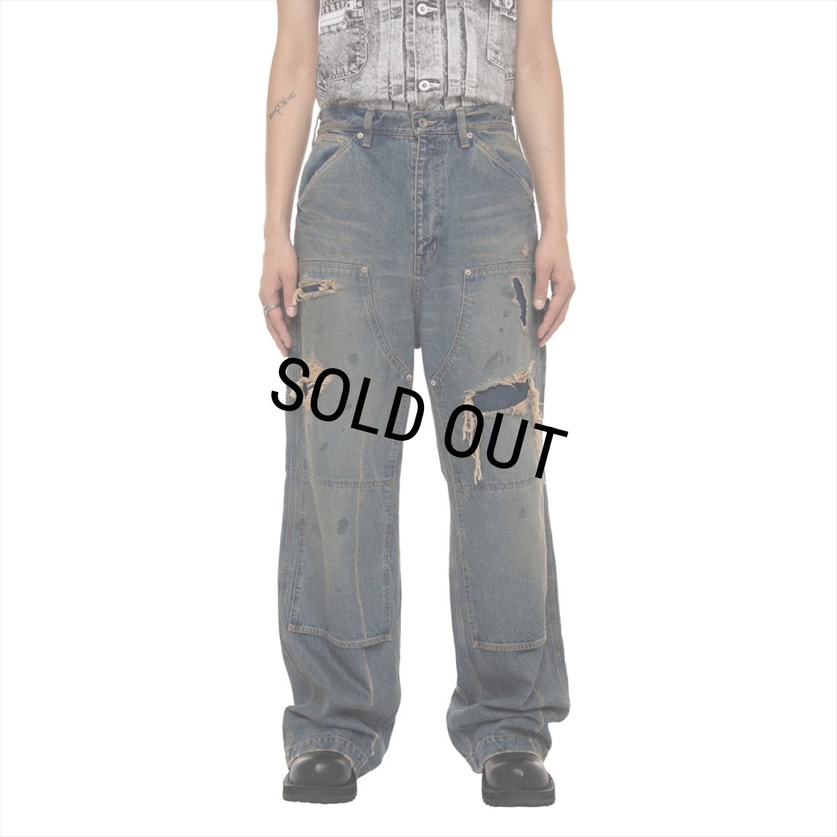 画像3: DAIRIKU/80Year Damage Painter Denim Pants（Indigo）［ダメージペインターデニムパンツ-26春夏］ (3)