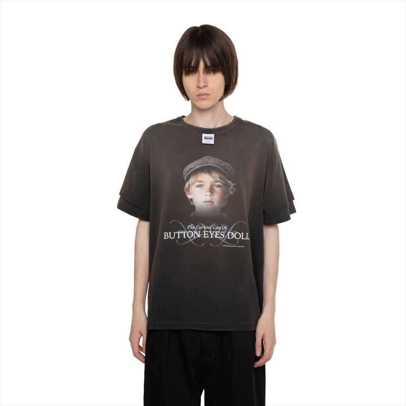 画像2: DAIRIKU/BUTTON EYE DOLL Sunburn H-S Tag Tee（Sunburn Black）［プリントT-26春夏］