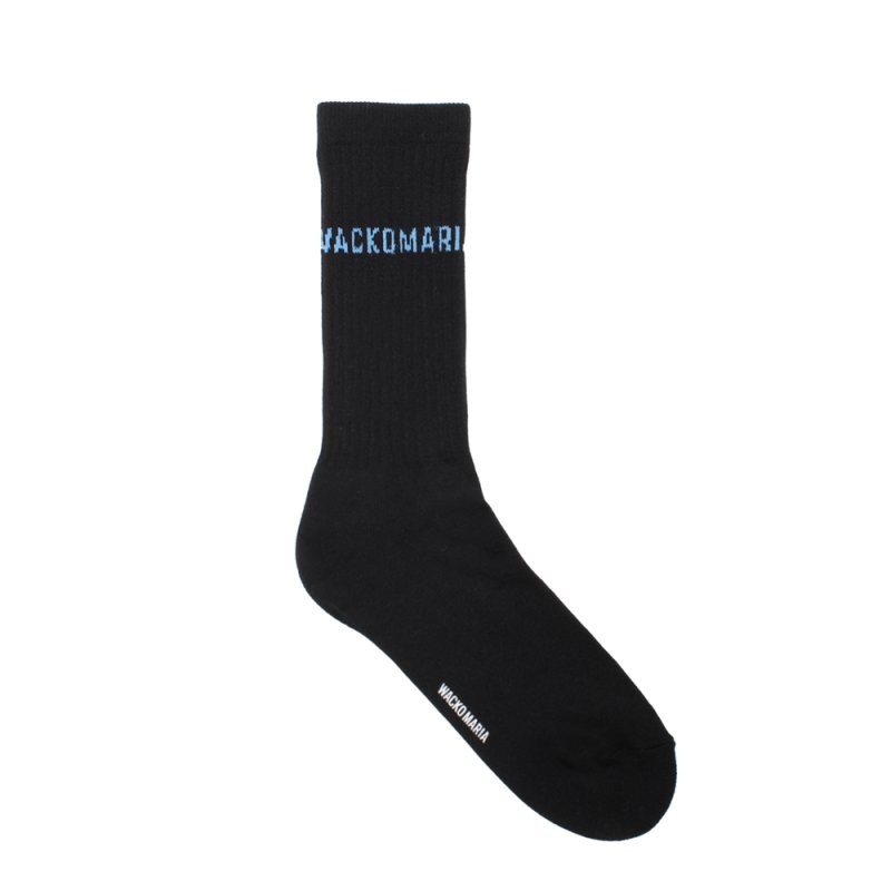 画像1: WACKO MARIA/SPORTS SOCKS（BLACK/BLUE）［スポーツソックス-26春夏］