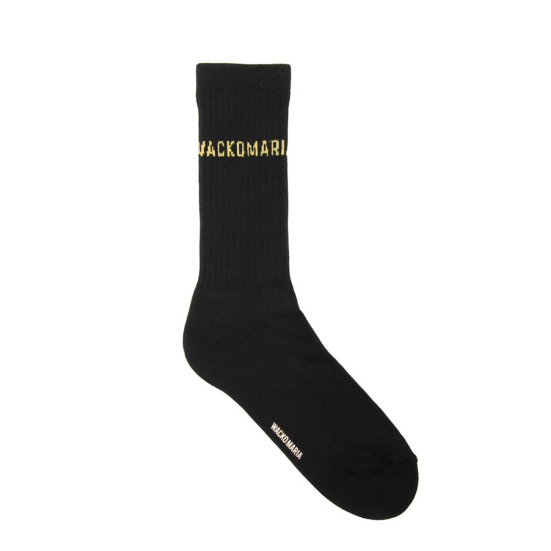画像1: WACKO MARIA/SPORTS SOCKS（BLACK/YELLOW）［スポーツソックス-26春夏］