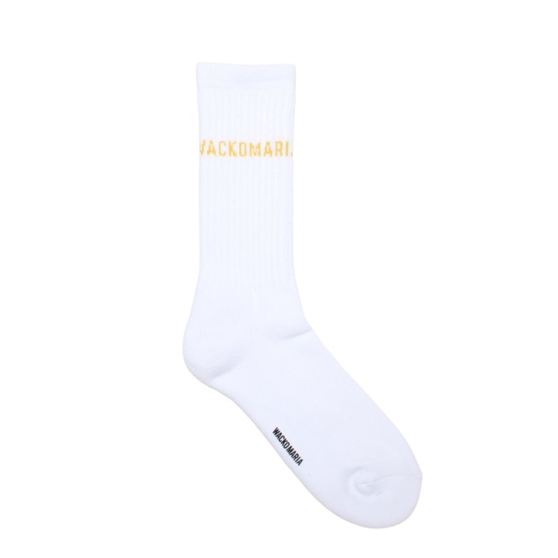 画像1: WACKO MARIA/SPORTS SOCKS（WHITE/YELLOW）［スポーツソックス-26春夏］