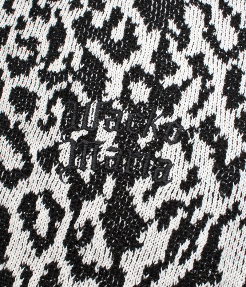画像3: WACKO MARIA/LEOPARD JACQUARD KNIT POLO SHIRT（WHITE）［レオパードジャガードニットポロシャツ-26春夏］