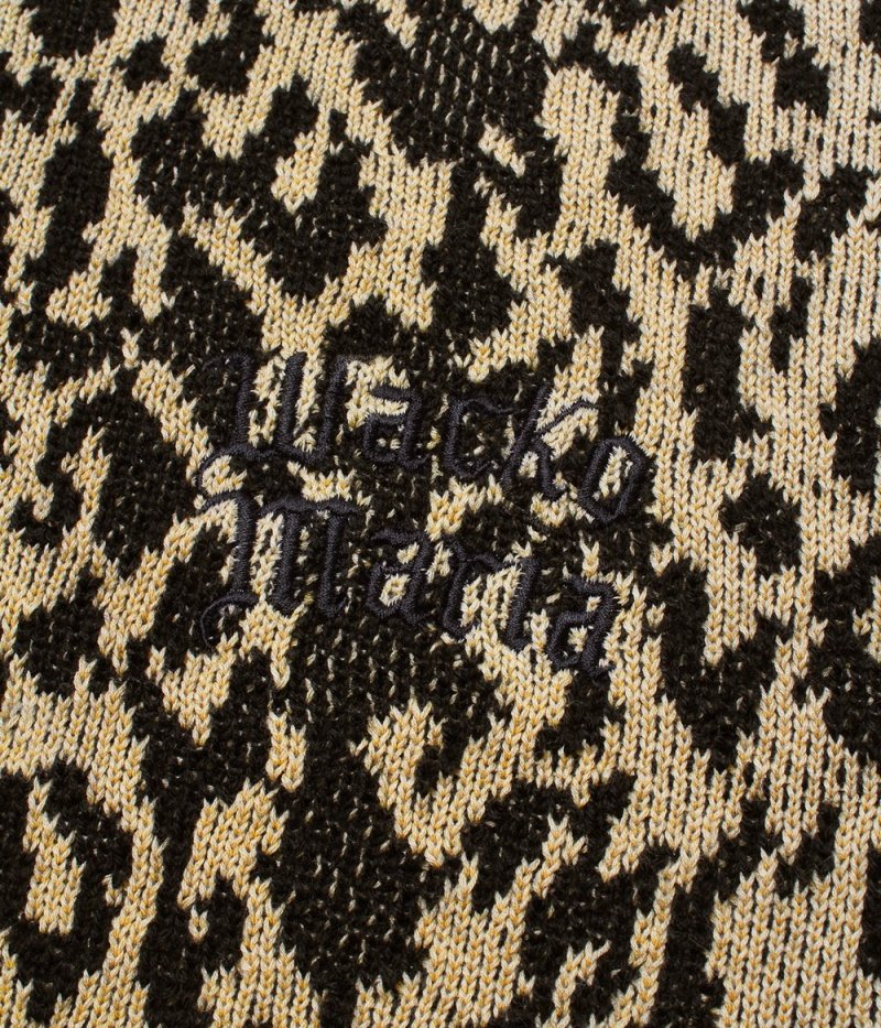 画像3: WACKO MARIA/LEOPARD JACQUARD KNIT POLO SHIRT（LIGHT BROWN）［レオパードジャガードニットポロシャツ-26春夏］