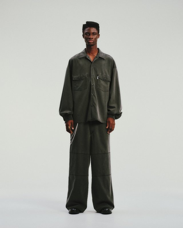 COOTIE PRODUCTIONS/Pigment Coating T/R Twill L/S Work Shirt（Dusty