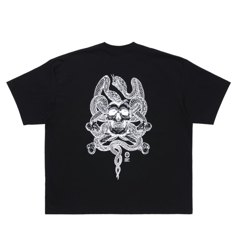 画像2: ANTIDOTE BUYERS CLUB/ASIC Oversized S/S Tee（Skull N' Snake）（Pure Black）
