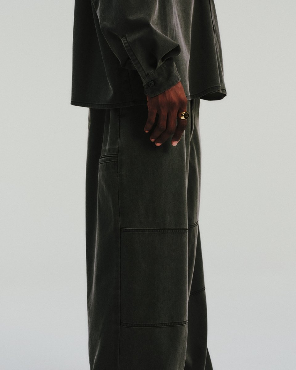 画像10: COOTIE PRODUCTIONS/Pigment Coating T/R Twill Double Knee Work Trousers（Dusty Black）［ピグメントダブルニーワークトラウザース-26春夏］ (10)