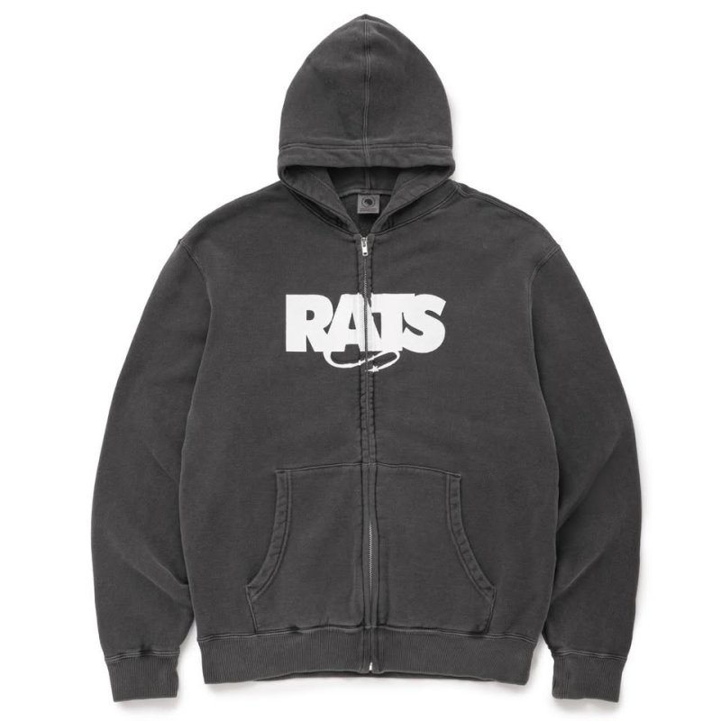 画像1: RATS/PIGMENT DYED ZIP HOODIE（BLACK）［ピグメントジップフーディー-26春夏］