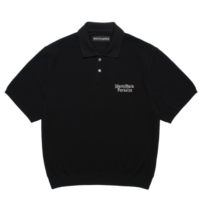 画像1: WACKO MARIA/KNIT POLO SHIRT（BLACK）［ニットポロシャツ-26春夏］