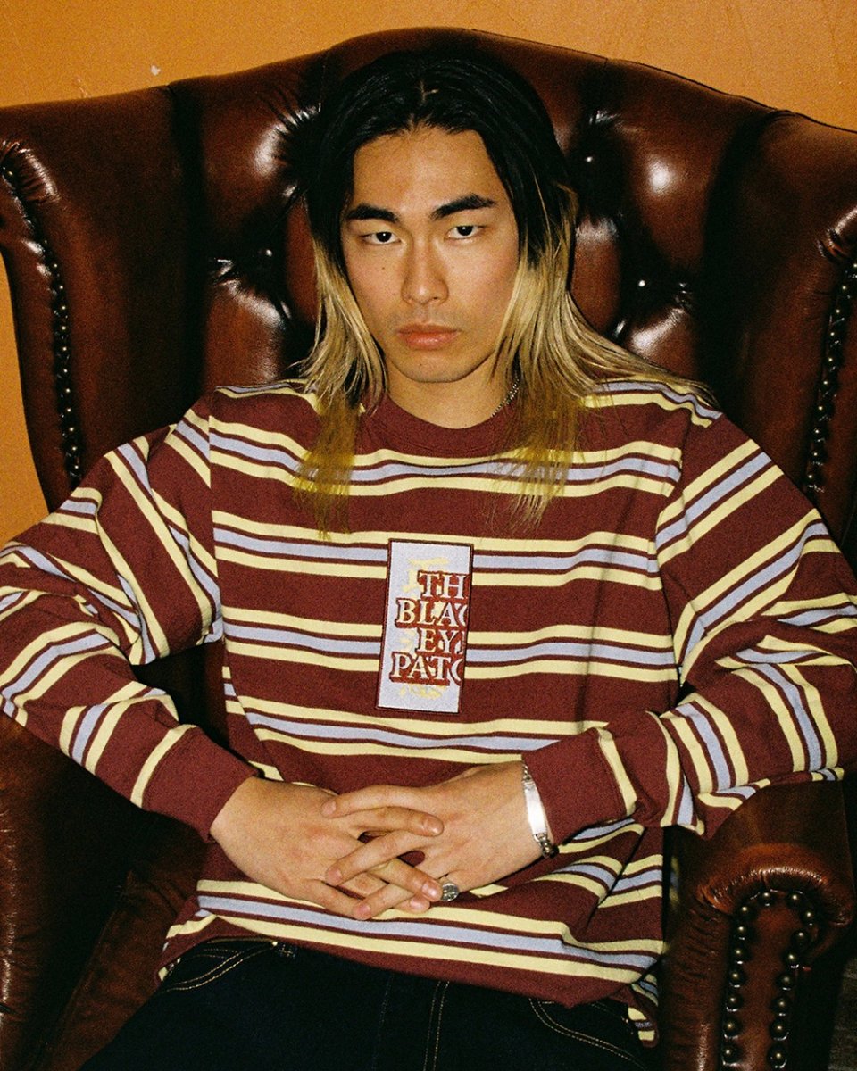 画像3: BlackEyePatch/HWC LABEL STRIPED HEAVYWEIGHT L/S TEE（MULTI） (3)