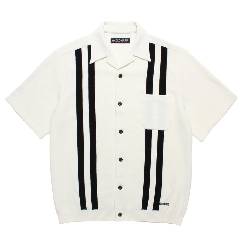 画像1: WACKO MARIA/KNIT OPEN COLLAR SHIRT（WHITE）［ニットオープンカラーシャツ-26春夏］