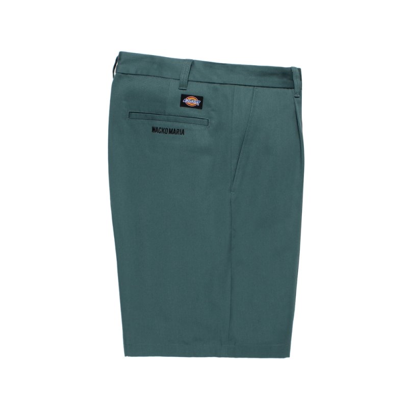 画像1: WACKO MARIA/DICKIES / PLEATED SHORT TROUSERS（GREEN）［ワンタックショートトラウザース-26春夏］