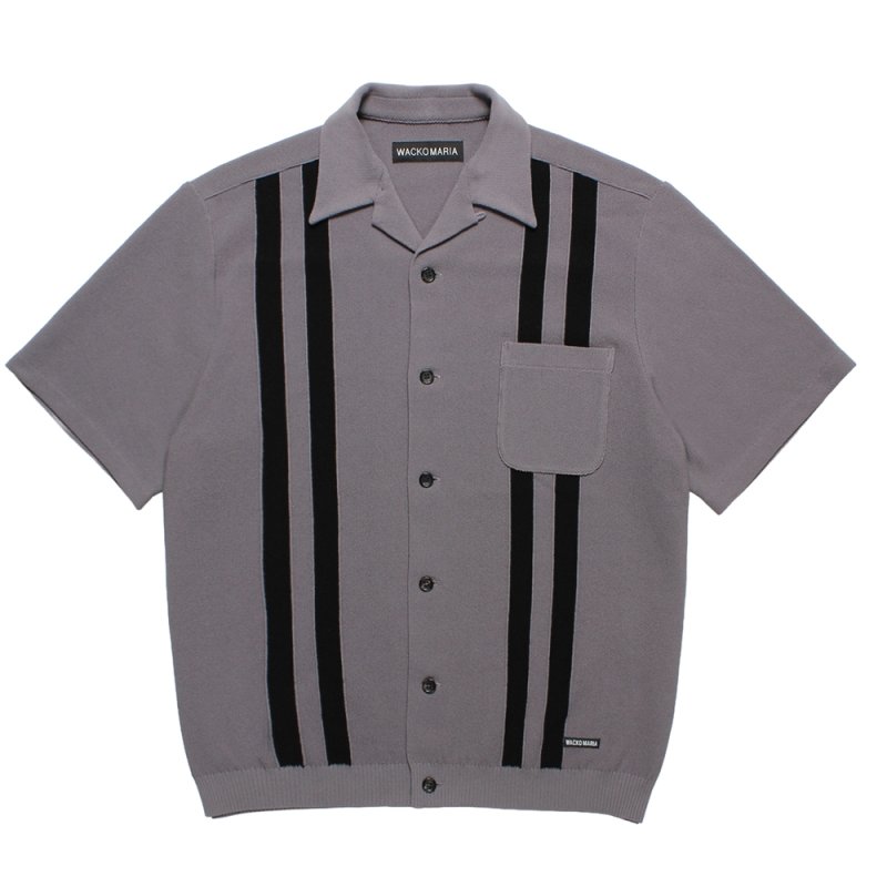 画像1: WACKO MARIA/KNIT OPEN COLLAR SHIRT（GRAY）［ニットオープンカラーシャツ-26春夏］
