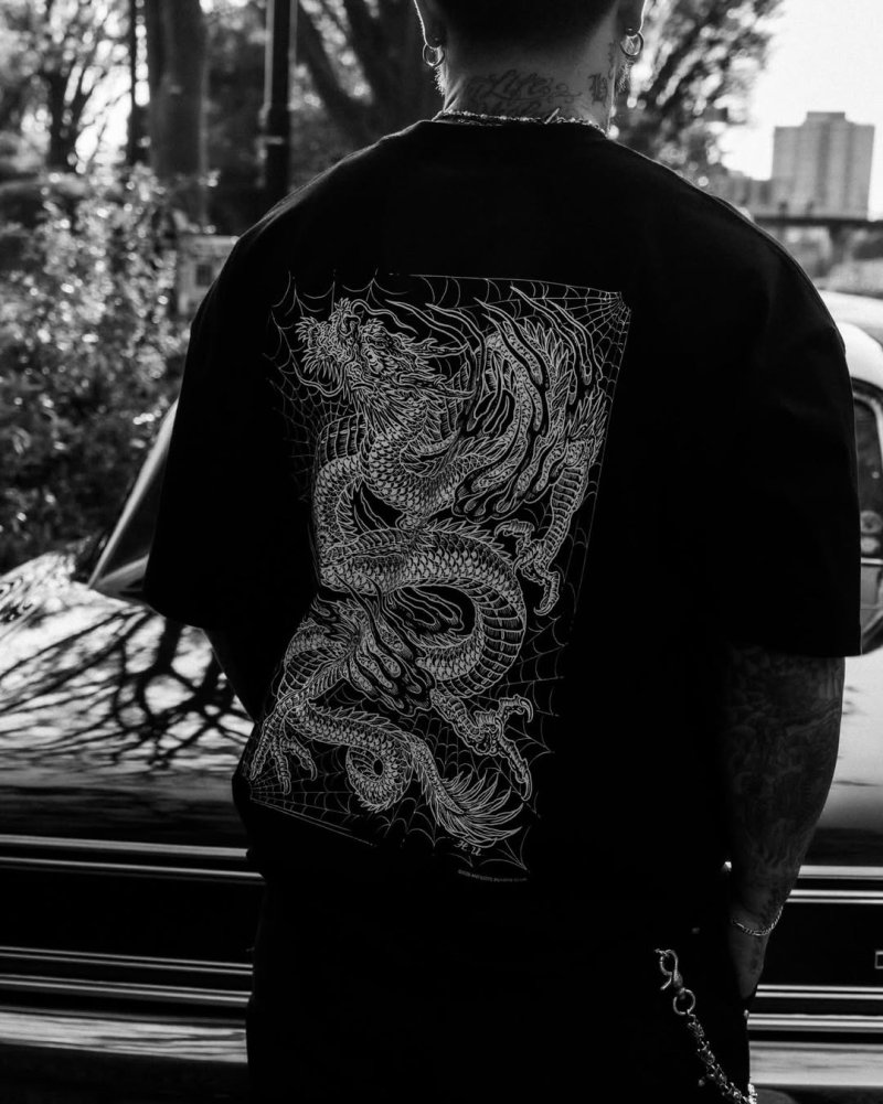 画像3: ANTIDOTE BUYERS CLUB/ASIC Oversized S/S Tee（Oriental Dragon）（Pure Black）