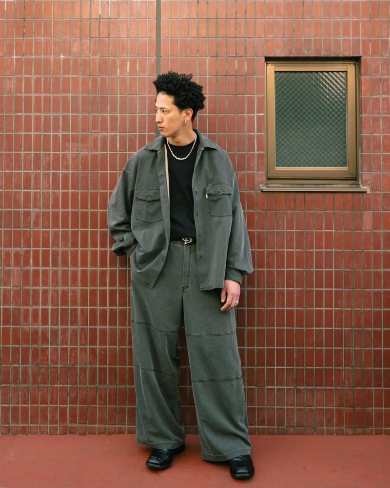 画像3: COOTIE PRODUCTIONS/Pigment Coating T/R Twill Double Knee Work Trousers（Dusty Black）［ピグメントダブルニーワークトラウザース-26春夏］