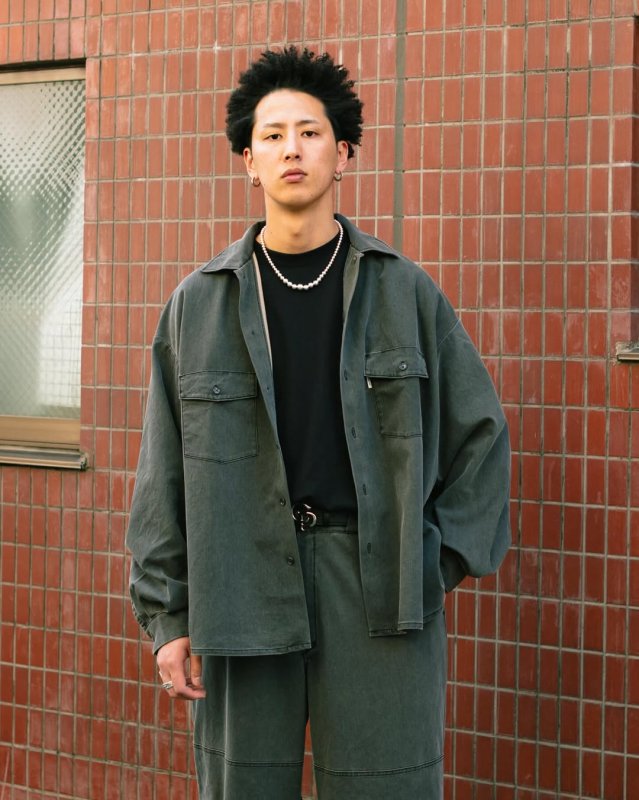 COOTIE PRODUCTIONS/Pigment Coating T/R Twill L/S Work Shirt（Dusty