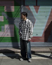 画像2: CALEE/VINTAGE TYPE BLOCK CHECK SH（BLACK/WHITE）［ブロックチェックシャツ-26春夏］ (2)
