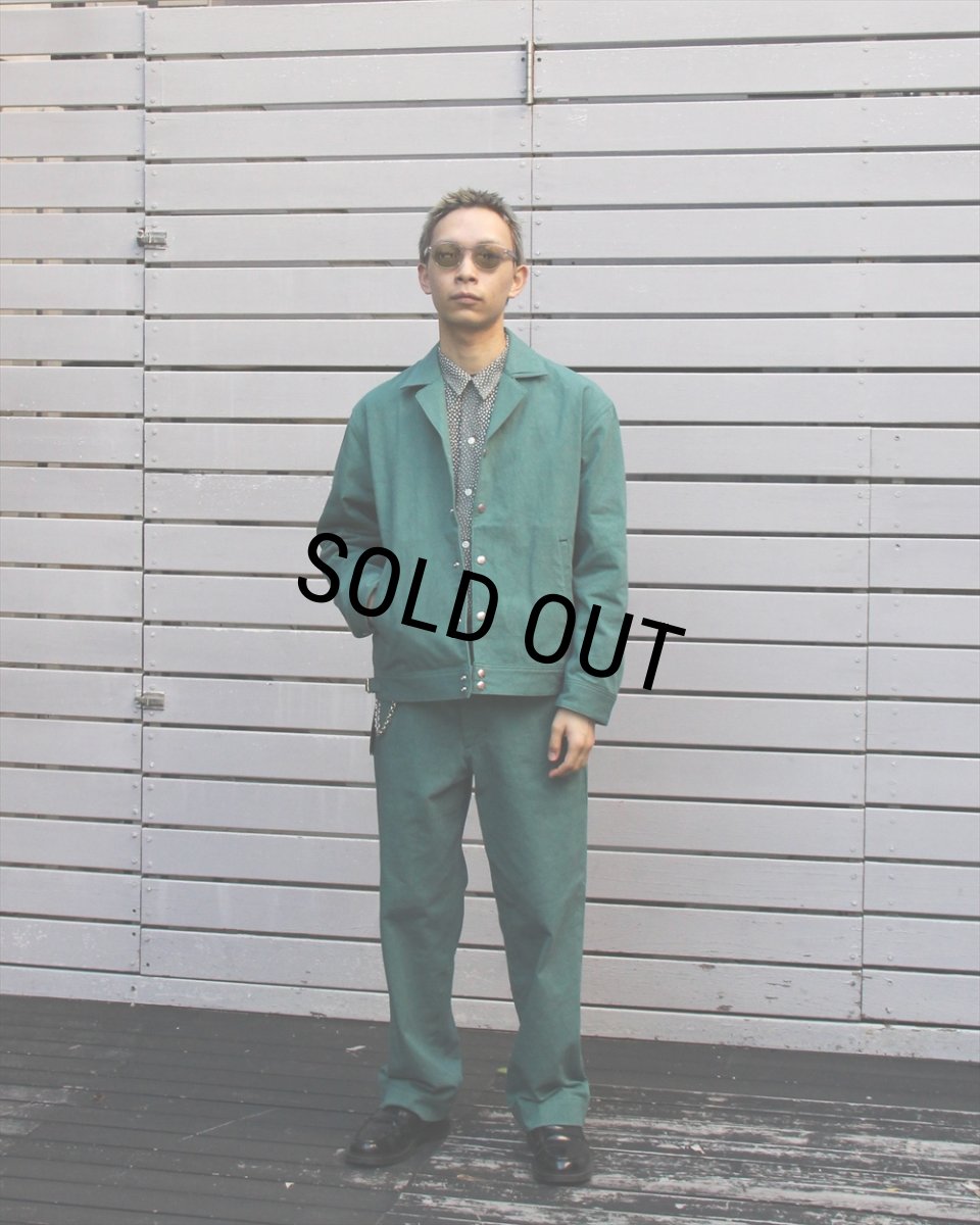 画像3: CALEE/SLUB SATIN OPEN COLLAR JACKET（GREEN）［スラブサテンオープンカラーJKT-26春夏］ (3)