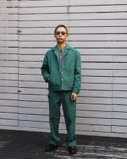 画像3: CALEE/SLUB SATIN OPEN COLLAR JACKET（GREEN）［スラブサテンオープンカラーJKT-26春夏］ (3)