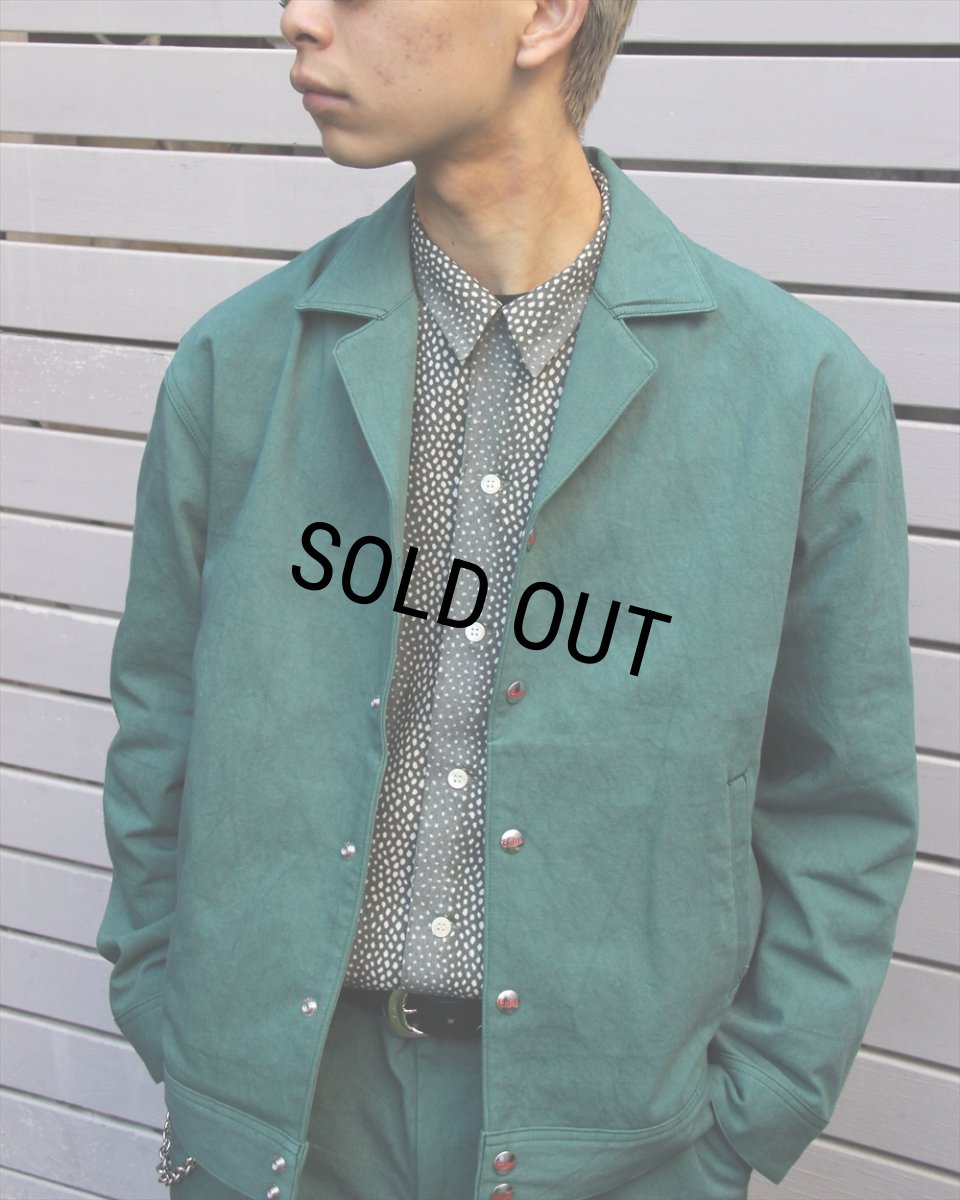 画像4: CALEE/SLUB SATIN OPEN COLLAR JACKET（GREEN）［スラブサテンオープンカラーJKT-26春夏］ (4)
