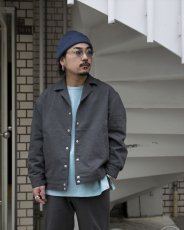 画像4: CALEE/SLUB SATIN OPEN COLLAR JACKET（INK BLACK）［スラブサテンオープンカラーJKT-26春夏］ (4)