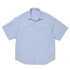 画像1: COOTIE PRODUCTIONS/Stripe Broad S/S Shirt（Saxe）［ストライプブロードシャツ-26春夏］ (1)