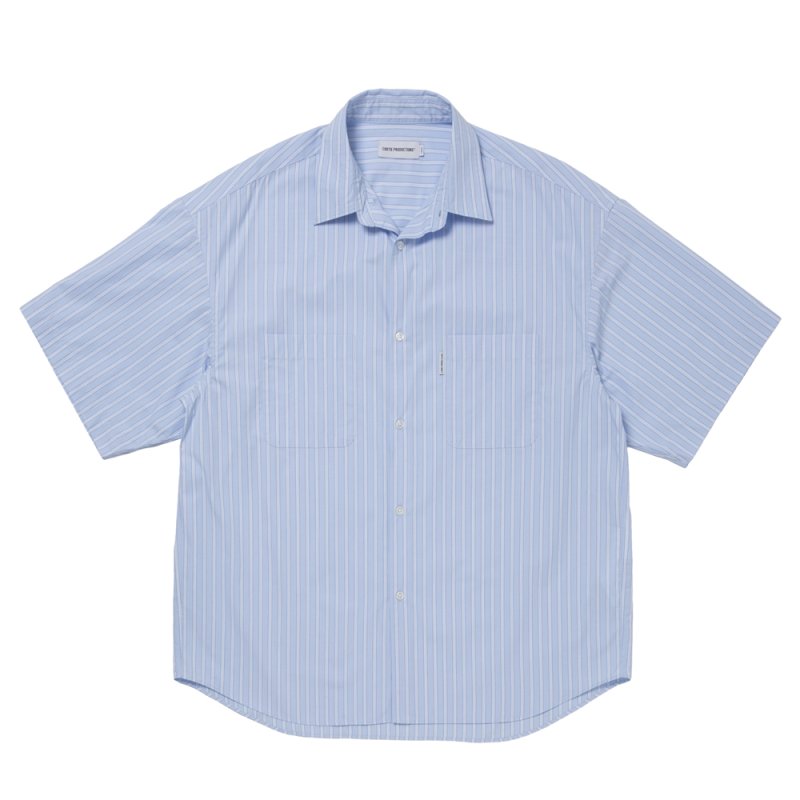 画像1: COOTIE PRODUCTIONS/Stripe Broad S/S Shirt（Saxe）［ストライプブロードシャツ-26春夏］