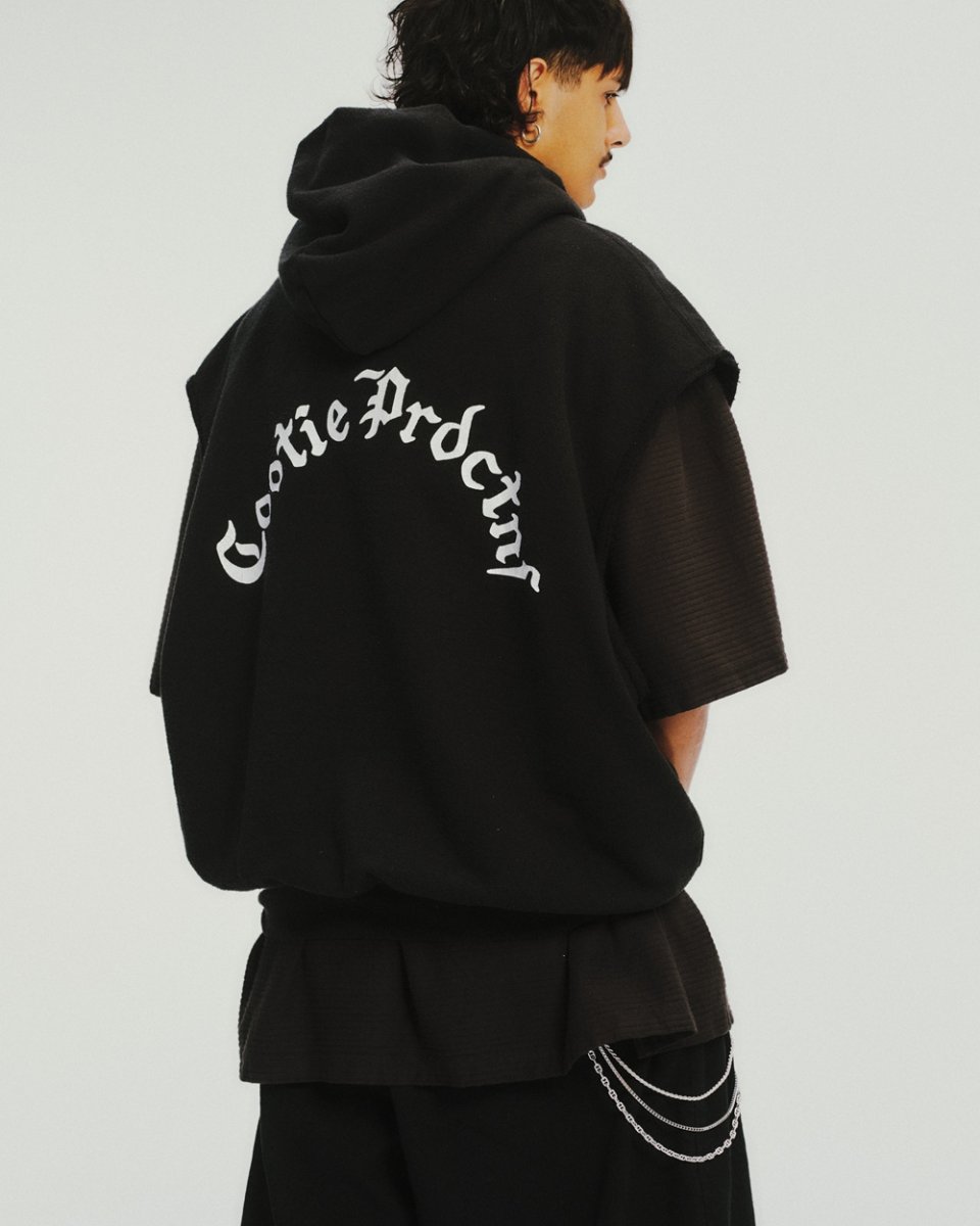 画像10: COOTIE PRODUCTIONS/Venice Sweat Cut-Off Sleeve Hoodie（Black）［スウェットカットオフフーディー-26春夏］ (10)