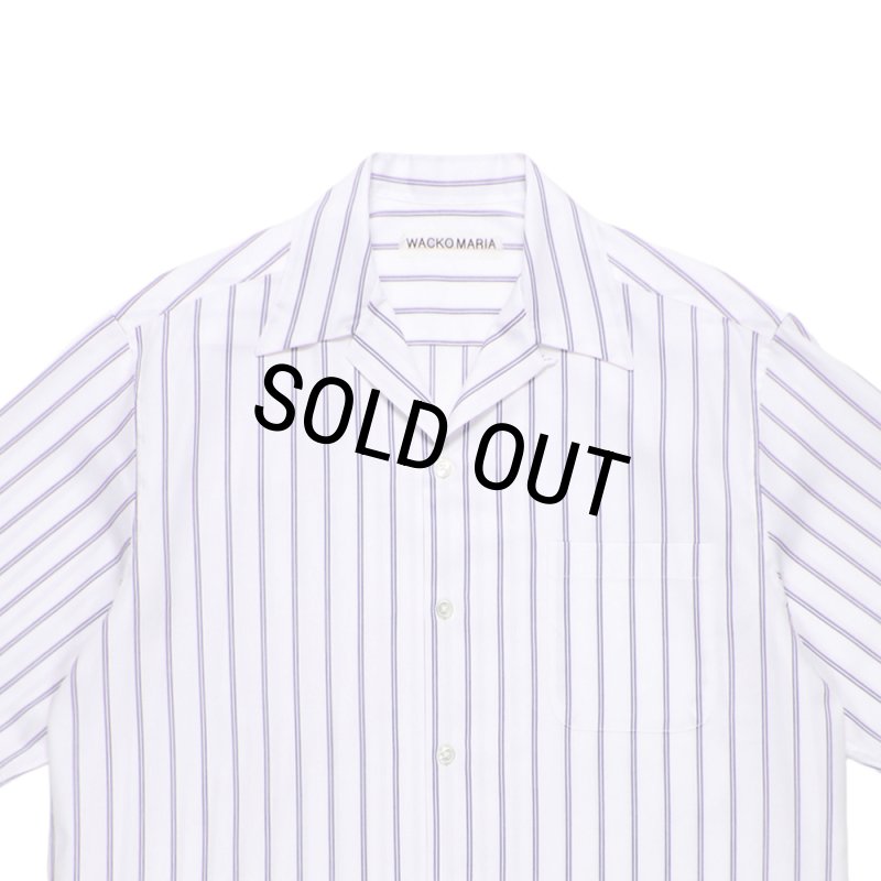 WACKO MARIA/BEZ TEKSTIL / STRIPED OPEN COLLAR SHIRT（PURPLE