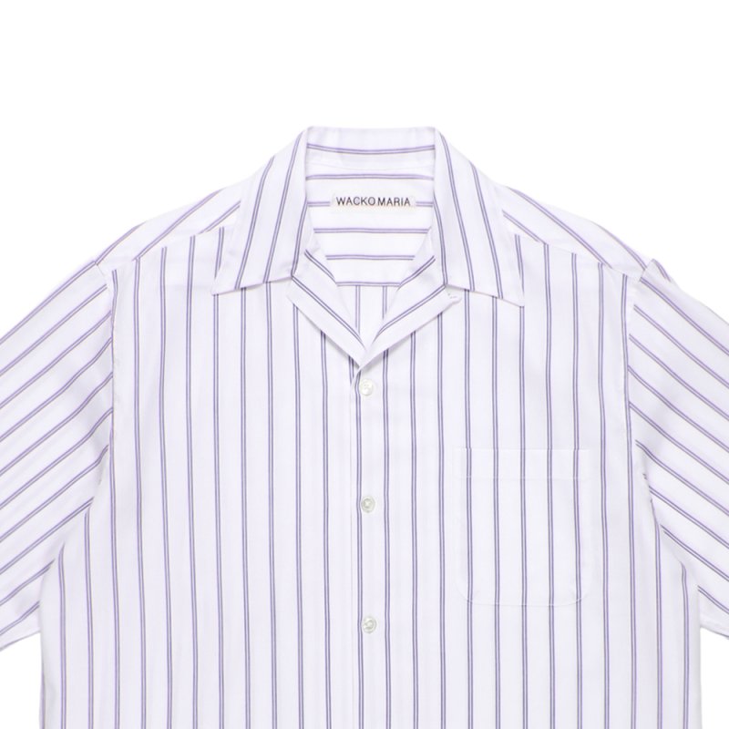 画像2: WACKO MARIA/BEZ TEKSTIL / STRIPED OPEN COLLAR SHIRT（PURPLE）［ストライプオープンカラーシャツ-26春夏］