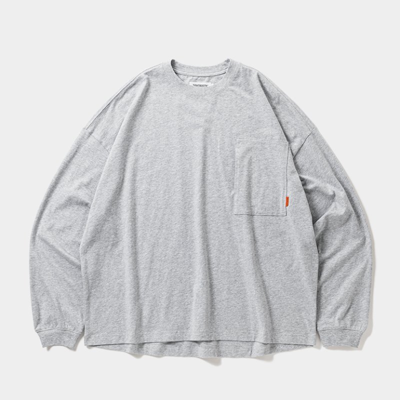画像1: TIGHTBOOTH/LABEL LOGO L/S T-SHIRT（Gray）［ラベルロゴ長袖T-26春夏］