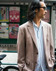 画像3: WACKO MARIA/BEZ TEKSTIL / STRIPED OPEN COLLAR SHIRT（GREEN）［ストライプオープンカラーシャツ-26春夏］ (3)