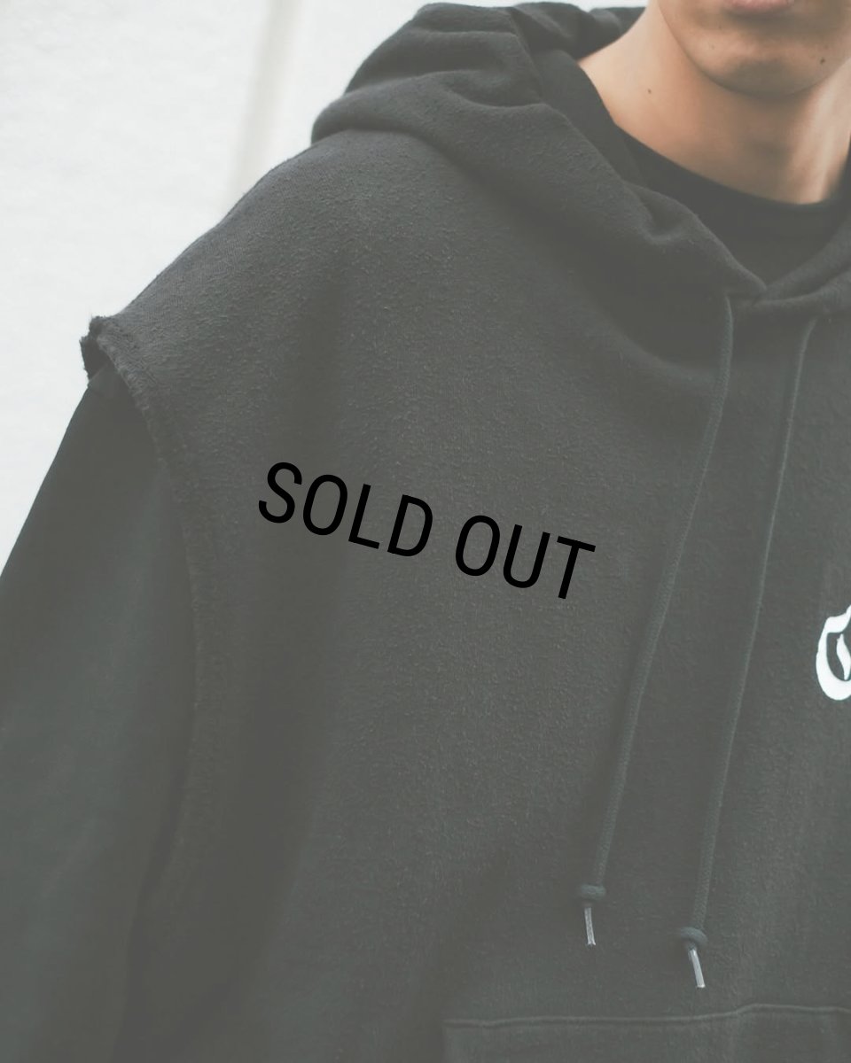 画像8: COOTIE PRODUCTIONS/Venice Sweat Cut-Off Sleeve Hoodie（Black）［スウェットカットオフフーディー-26春夏］ (8)