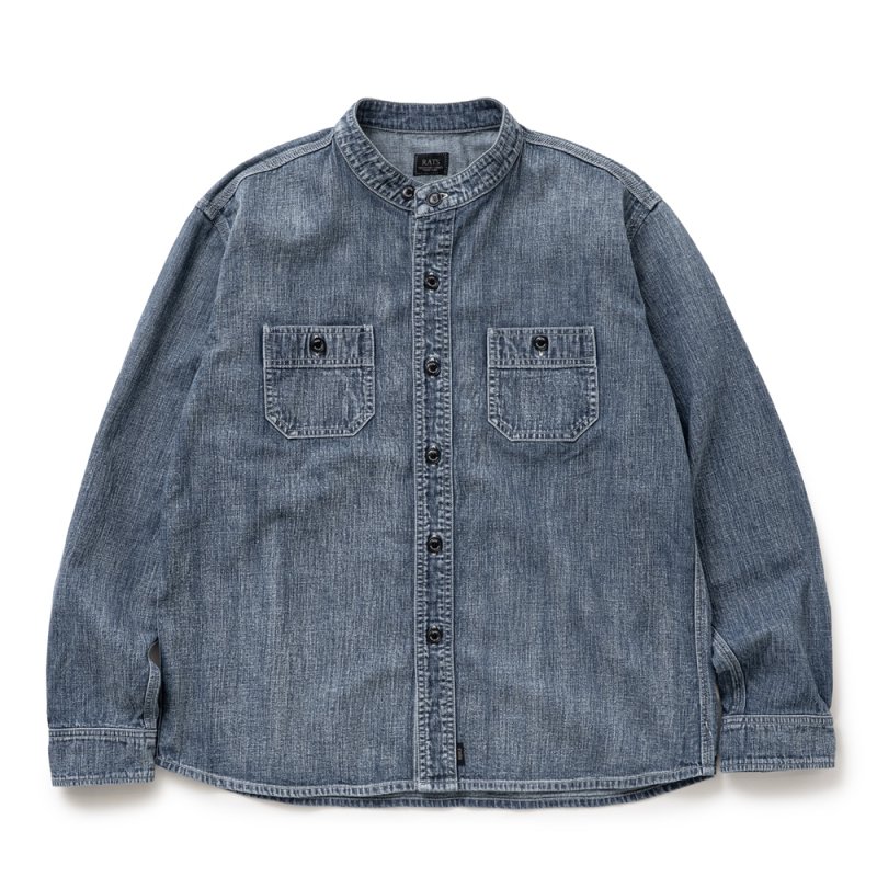 画像1: RATS/STAND COLLAR DENIM SHIRT（INDIGO）［スタンドカラーデニムシャツ-26春夏］