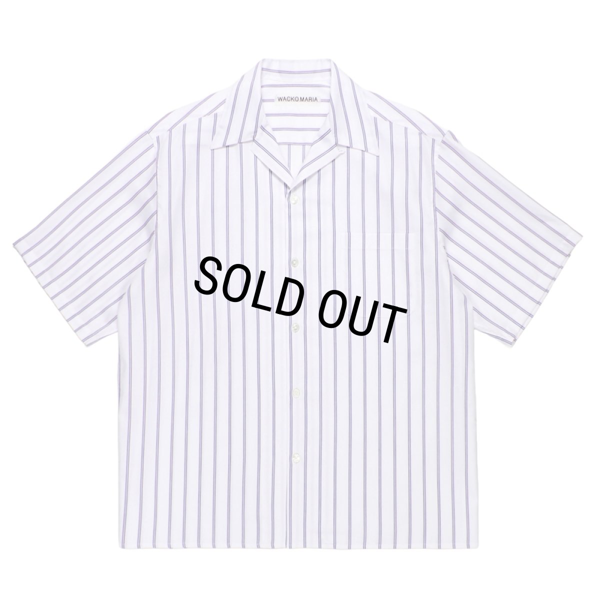 画像1: WACKO MARIA/BEZ TEKSTIL / STRIPED OPEN COLLAR SHIRT（PURPLE）［ストライプオープンカラーシャツ-26春夏］ (1)