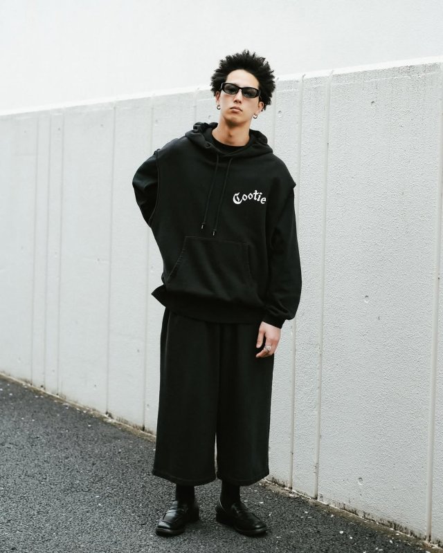 COOTIE PRODUCTIONS/Venice Sweat Shin Cut Wide Easy Pants（Black
