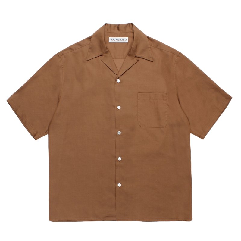 画像1: WACKO MARIA/SOKTAS / OPEN COLLAR SHIRT（BROWN）［オープンカラーシャツ-26春夏］