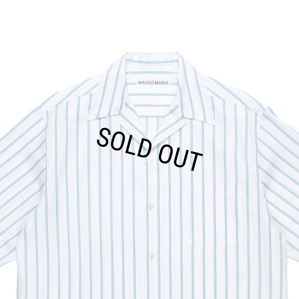 画像2: WACKO MARIA/BEZ TEKSTIL / STRIPED OPEN COLLAR SHIRT（GREEN）［ストライプオープンカラーシャツ-26春夏］ (2)