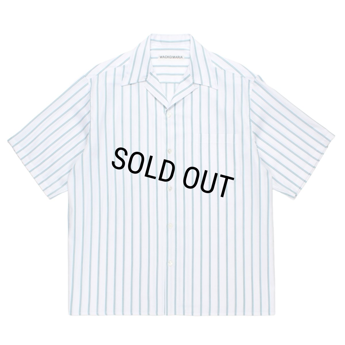 画像1: WACKO MARIA/BEZ TEKSTIL / STRIPED OPEN COLLAR SHIRT（GREEN）［ストライプオープンカラーシャツ-26春夏］ (1)