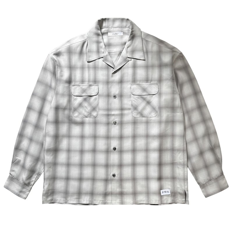 画像1: exodus brand/RAYON OMBRE CHECK L/S SHIRT（WHITE）［レーヨンオンブレチェックシャツ-26春夏］
