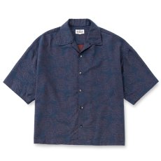 画像1: CALEE/5 LENGHT ROSE PATTERN JACQUARD SH（NAVY）［ローズジャガードシャツ-26春夏］ (1)
