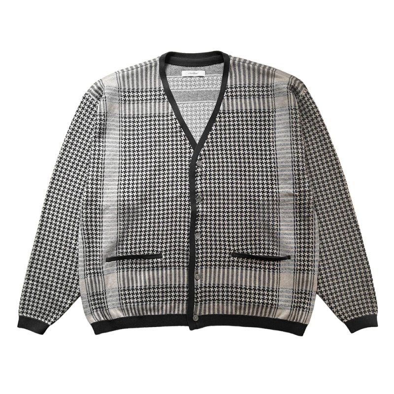 画像1: exodus brand/SHEMAGH JACQUARD KNIT CARDIGAN（GREY/BEIGE）［シュマグジャガードニットカーディガン-26春夏］