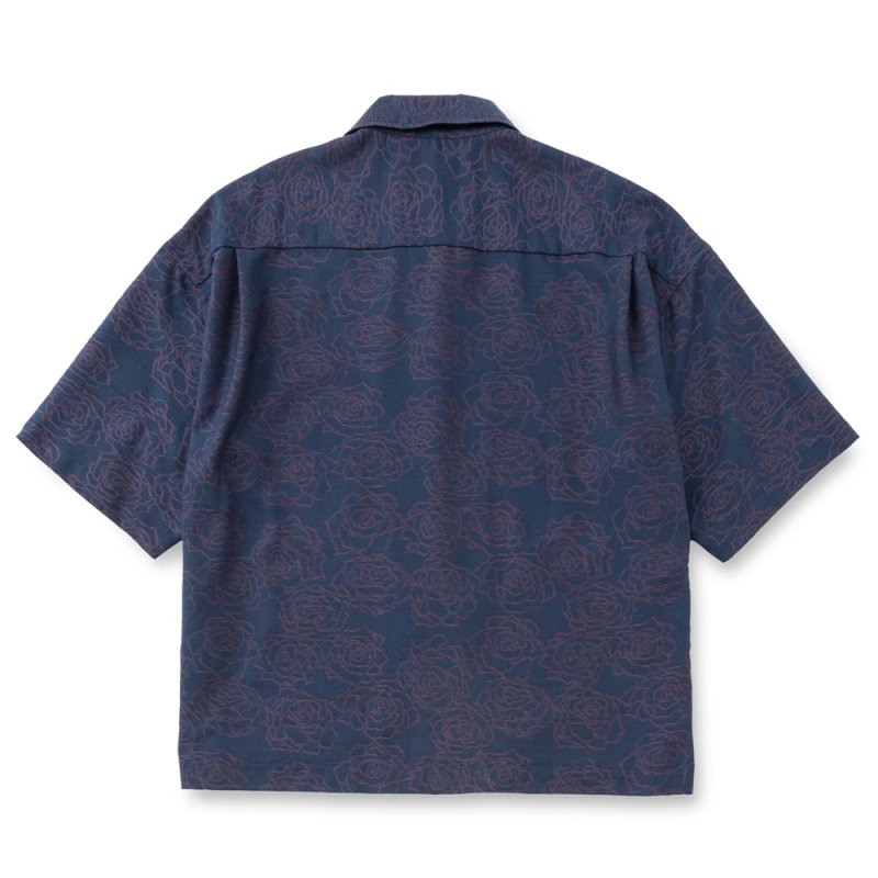 画像2: CALEE/5 LENGHT ROSE PATTERN JACQUARD SH（NAVY）［ローズジャガードシャツ-26春夏］