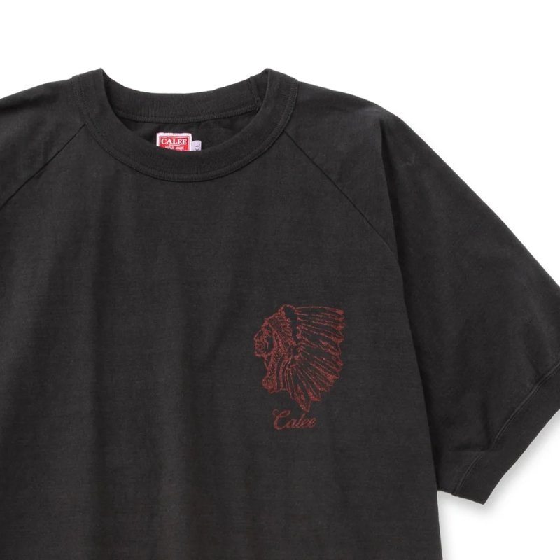 画像2: CALEE/VINTAGE REPRODUCT RAGLAN S/S CS ＜NATIVE AMERICAN＞（INK BLACK）［ラグランカットソー-26春夏］