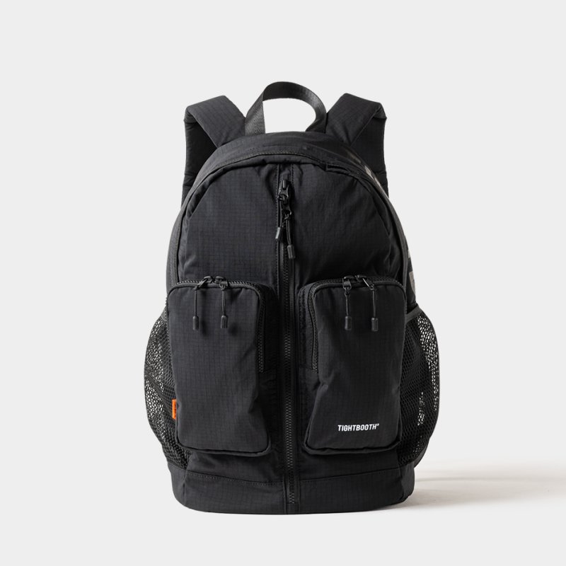 画像1: TIGHTBOOTH/DOUBLE POCKET RIPSTOP BACKPACK（Black）［リップストップバックパック-26春夏］