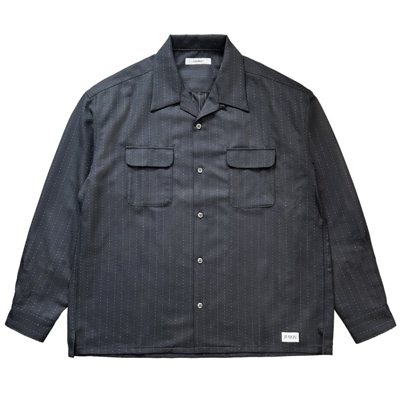 画像1: exodus brand/WOOL GLITTER STRIPE L/S SHIRT（BLACK/GOLD）［ウールグリッターストライプシャツ-26春夏］